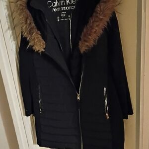 Calvin Klein Black Hooded  Coat